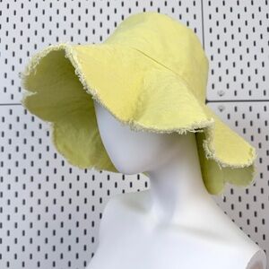 Anthropologie Yellow Wide-Brimmed Scalloped Sun Hat
